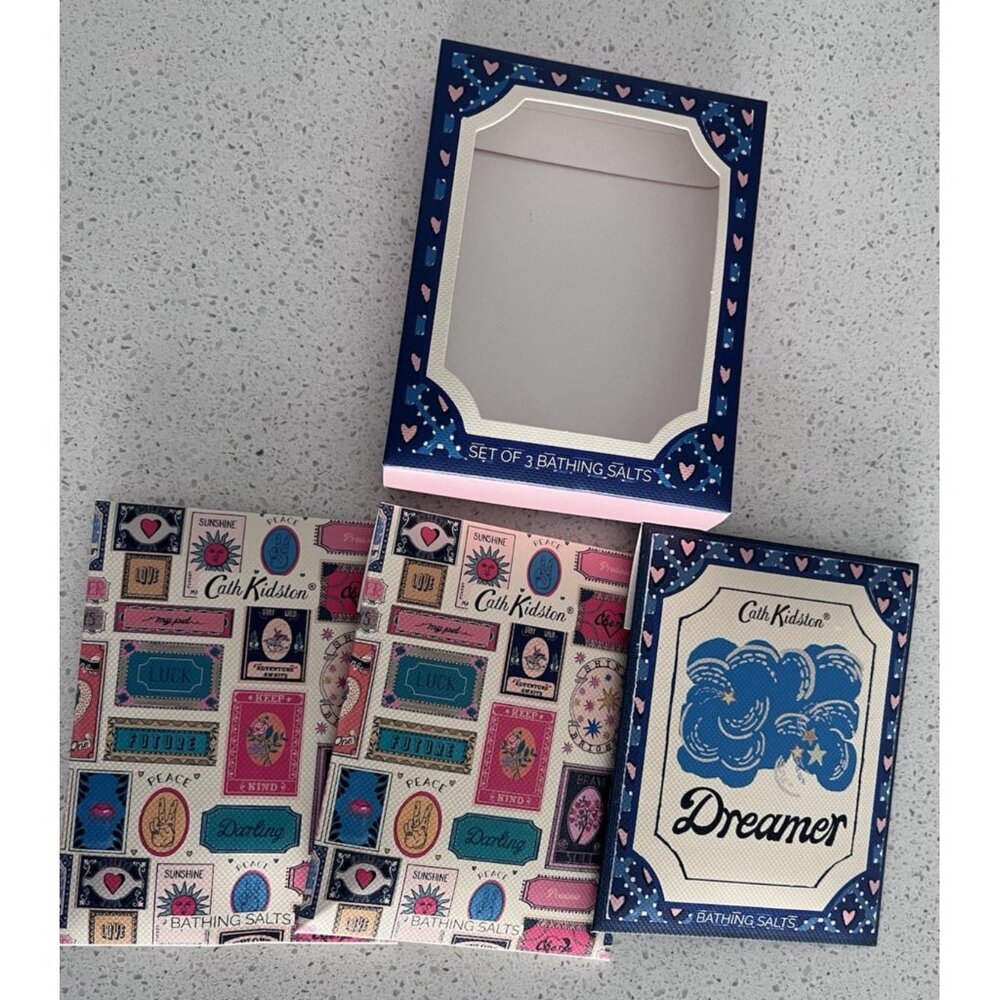 Cath Kidston Keep Kind Cassis & Rose 3 Bathing Salts Boxed set of 3